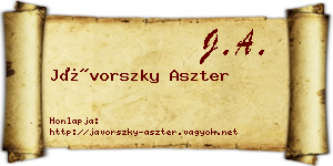 Jávorszky Aszter névjegykártya